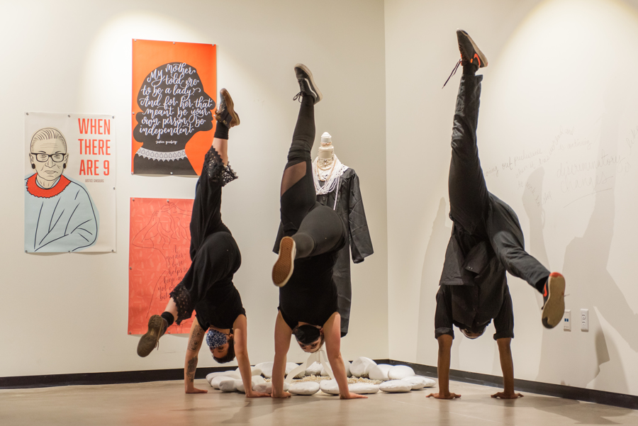 Dancing Students from Performance of "From Borders to Ballots and the Footprints We Leave Behind. . ."
