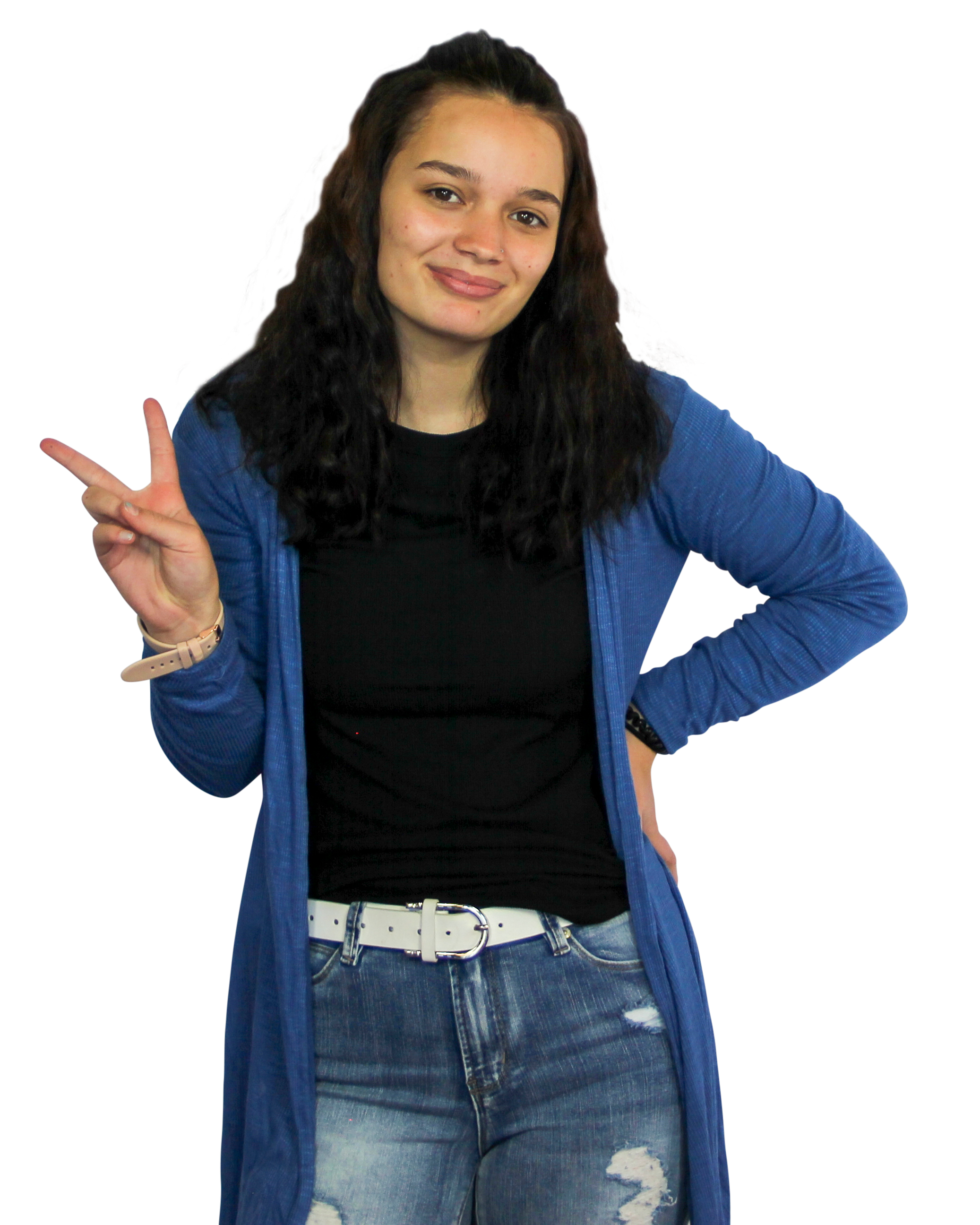 Student with Peace Sign