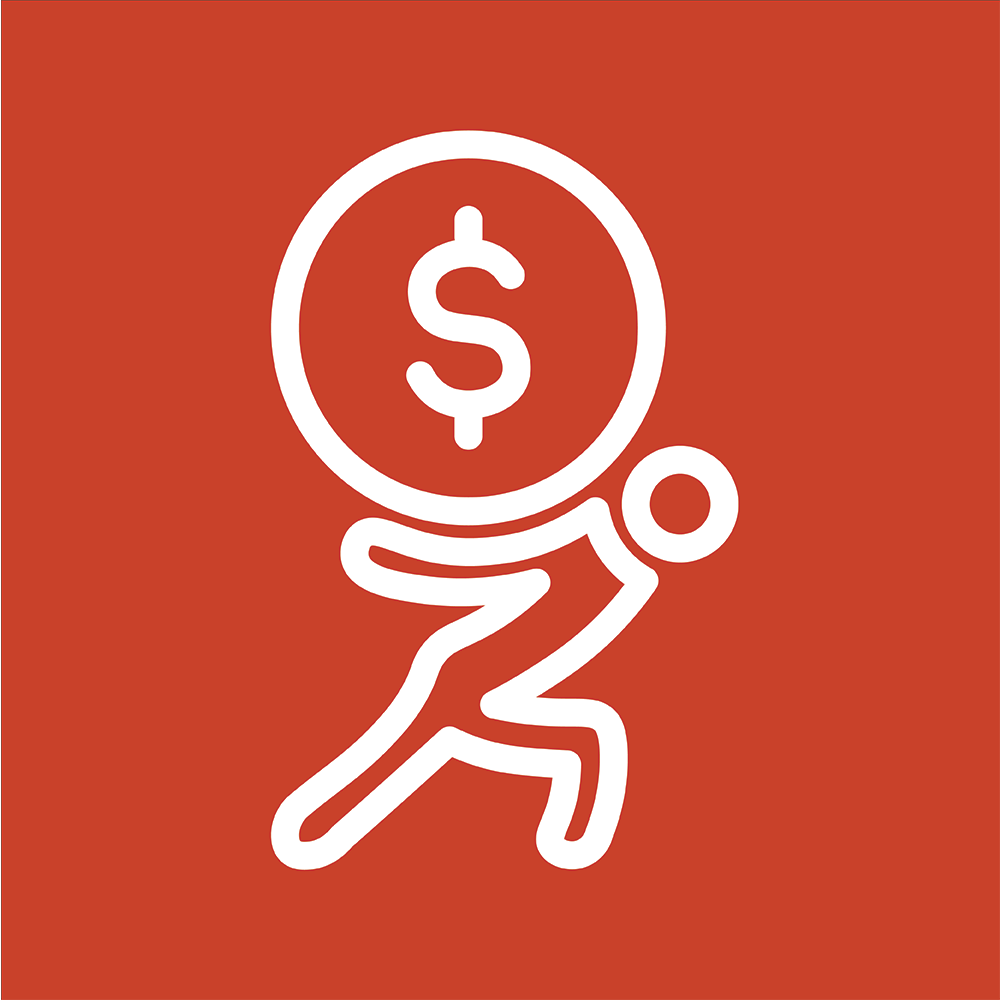 graphic of person carrying heavy coin