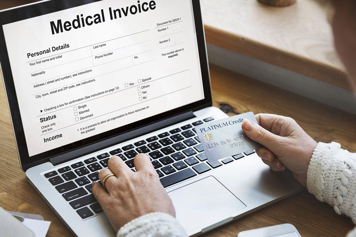 medical invoice on a computer