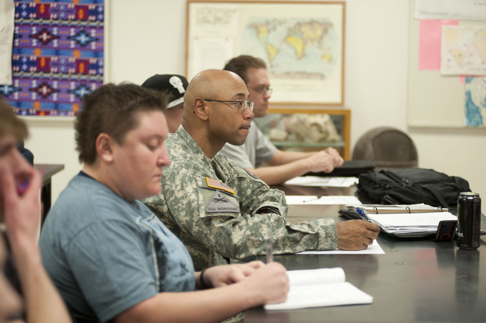 Military students in class