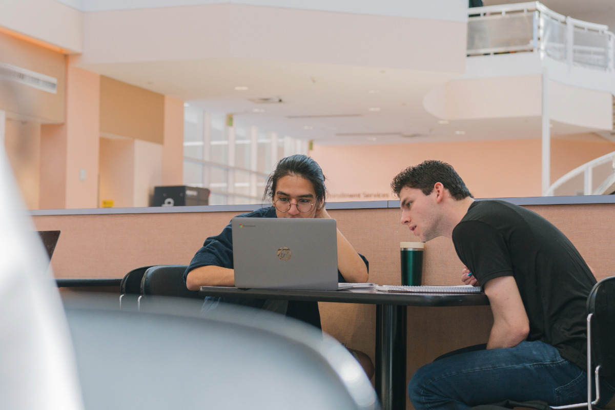 Students working on laptop