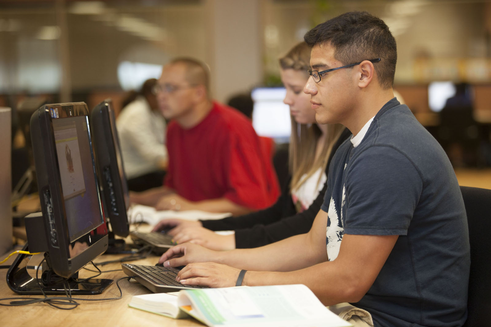student studying on computer