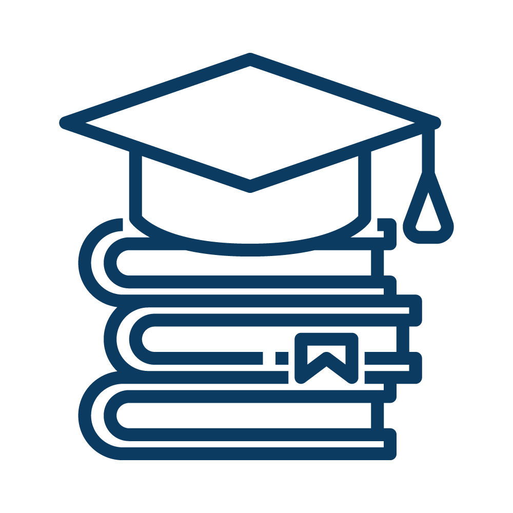 Grad cap with books logo