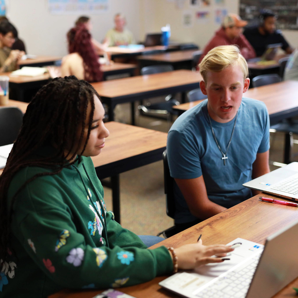 students working together in class