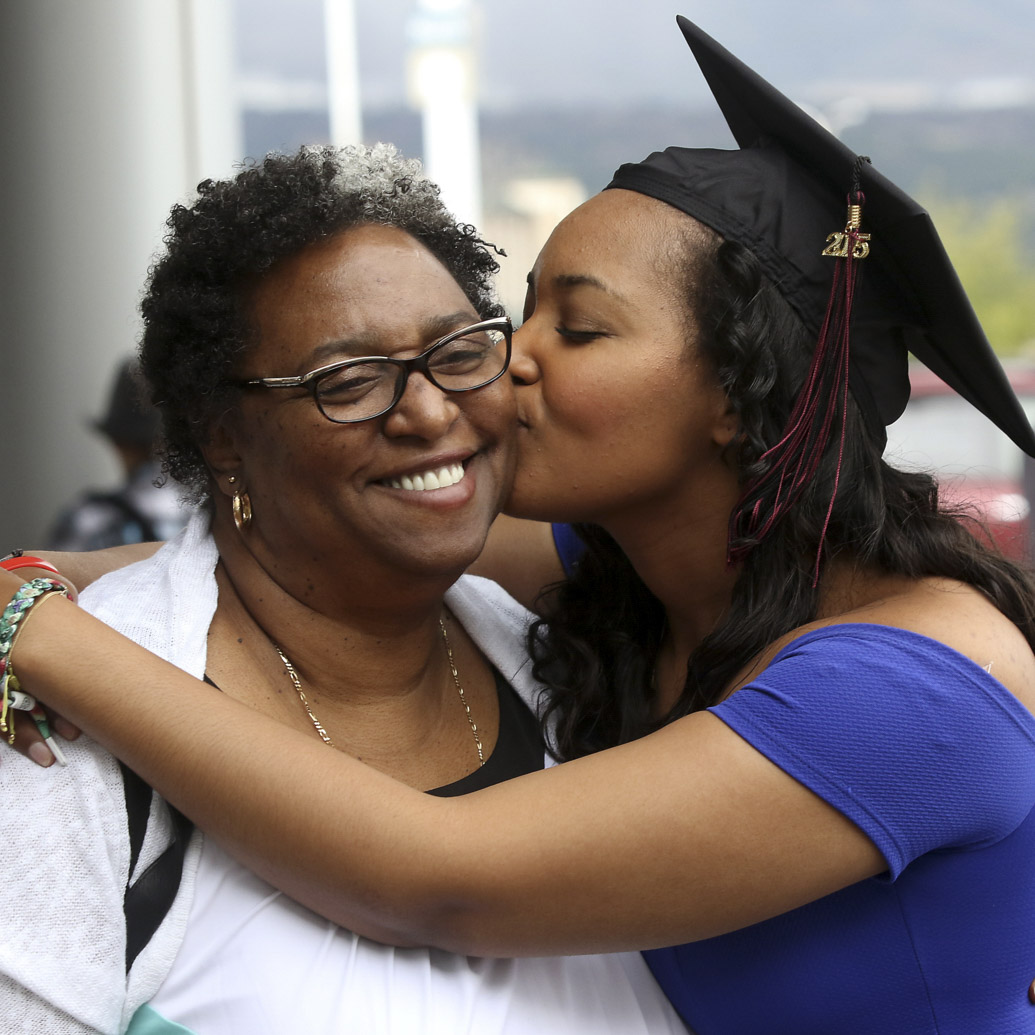 ppsc student and family member at commencement 