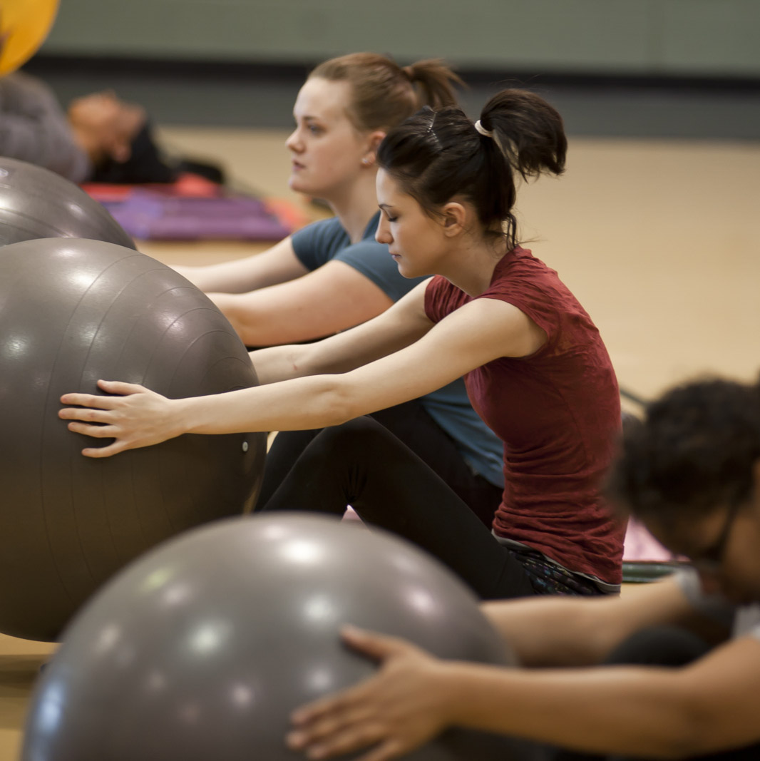 PPSC students with yoga balls during class