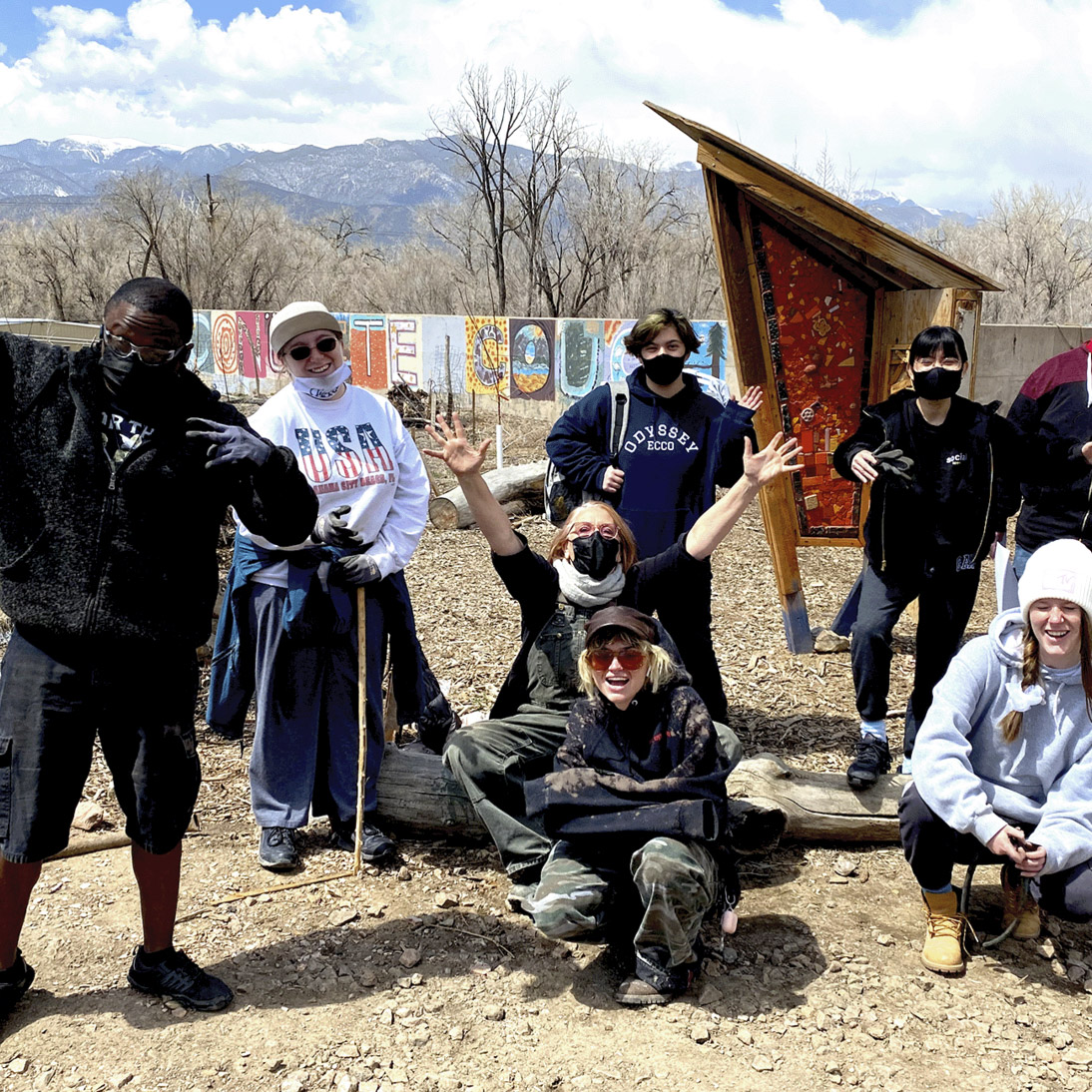 Students working outdoors