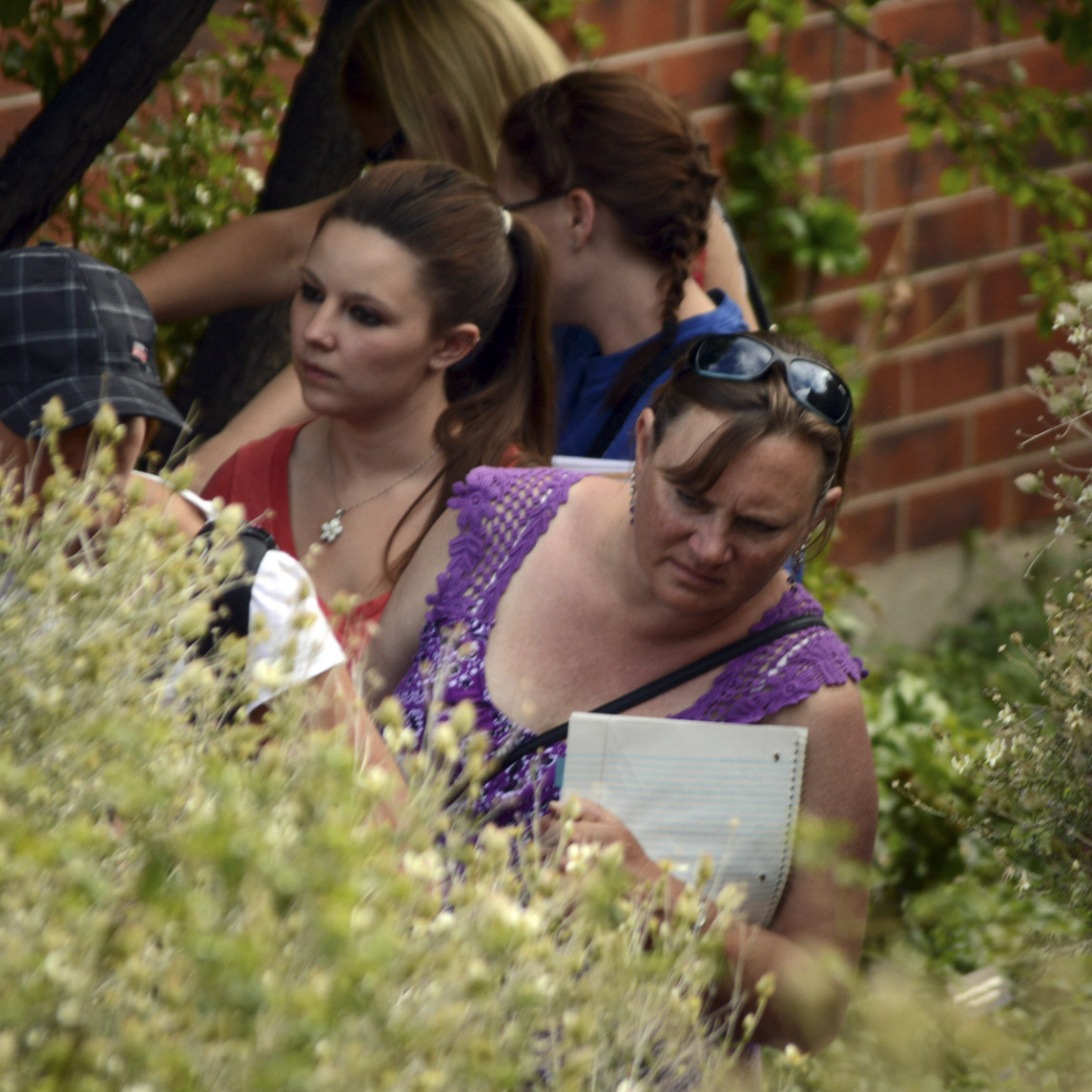 Students viewing wildflowers