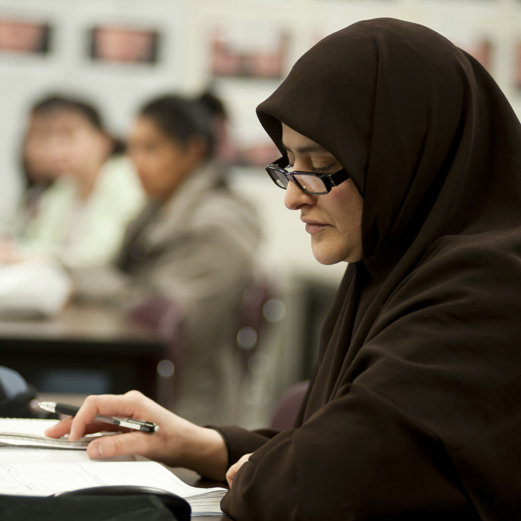 A student studying