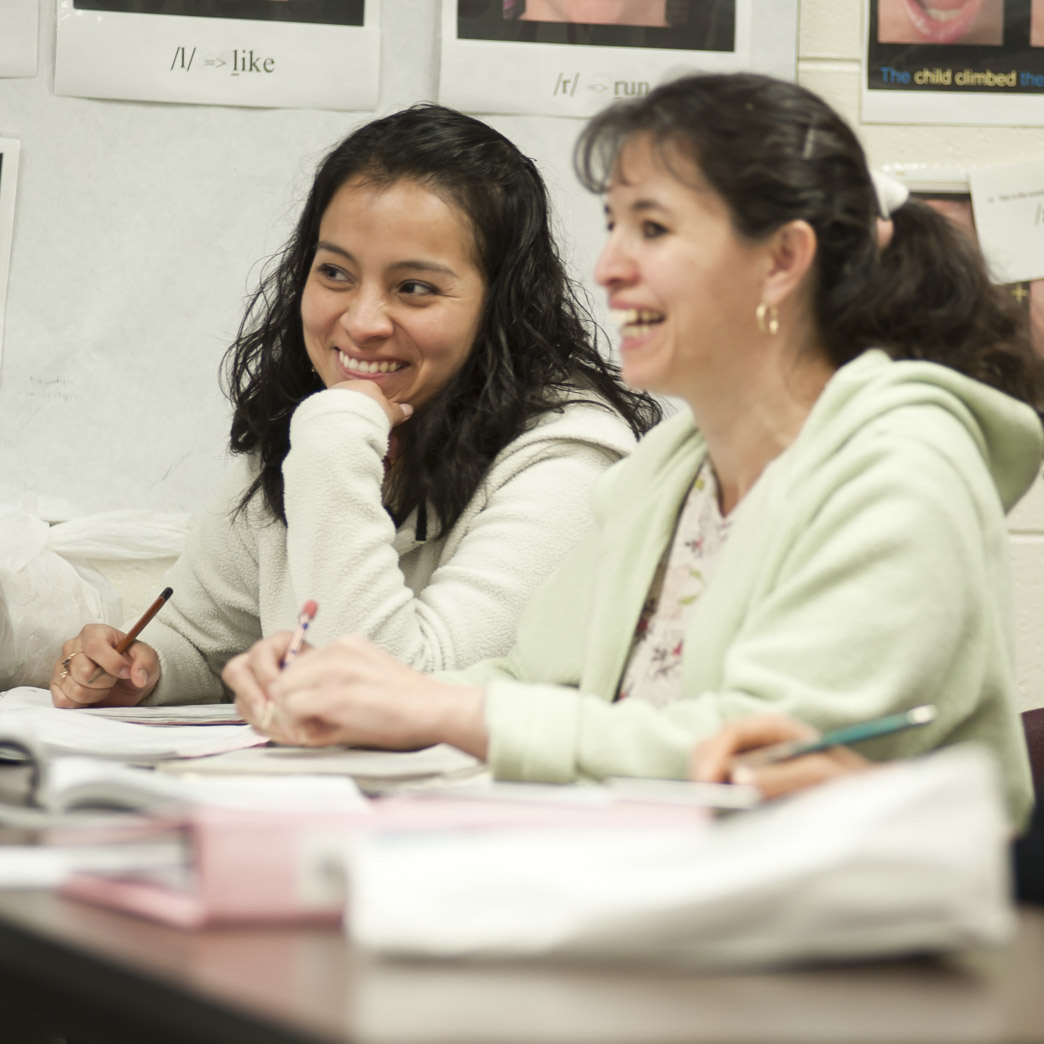 Students working