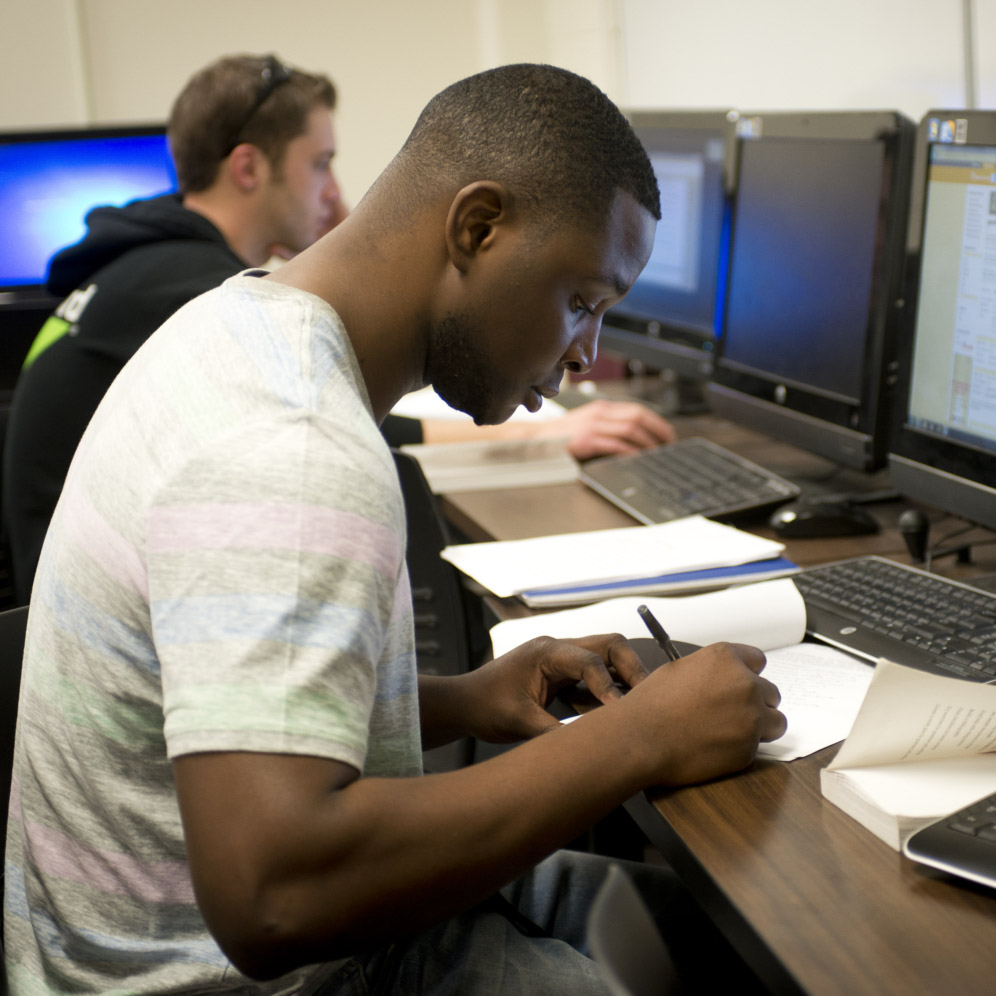 Student at computer