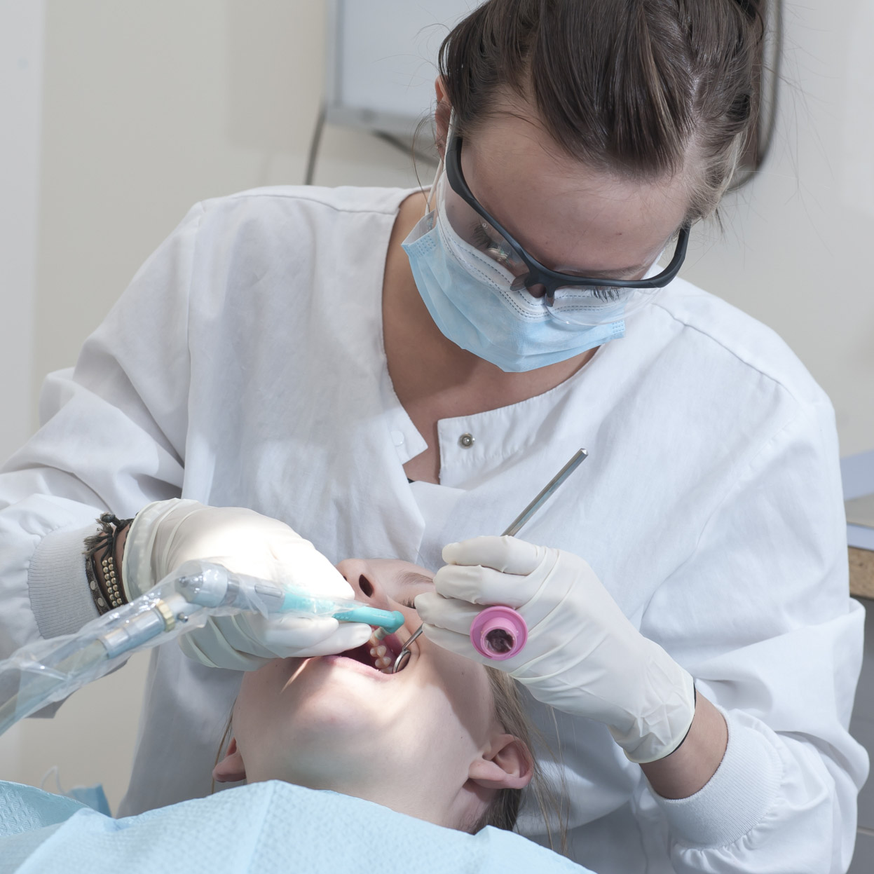dental student working on patient