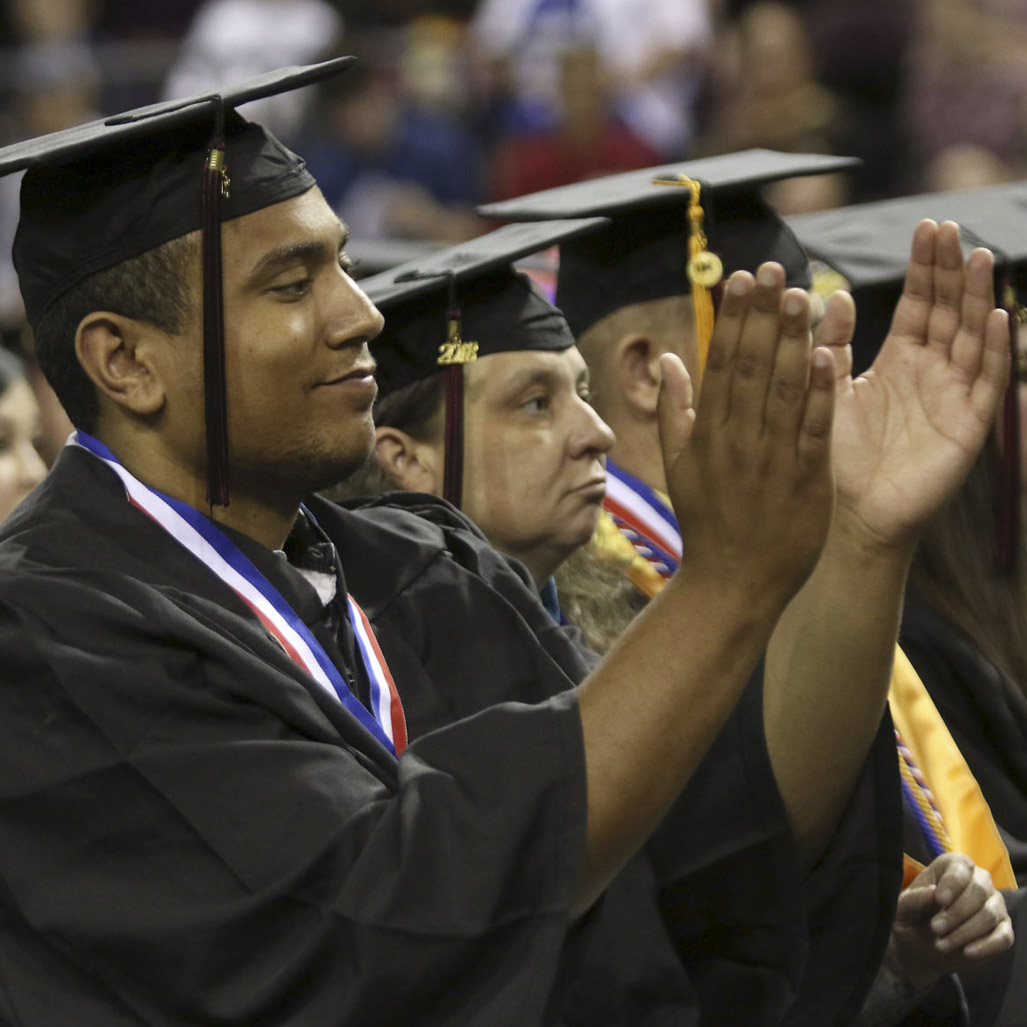 students at commencement 