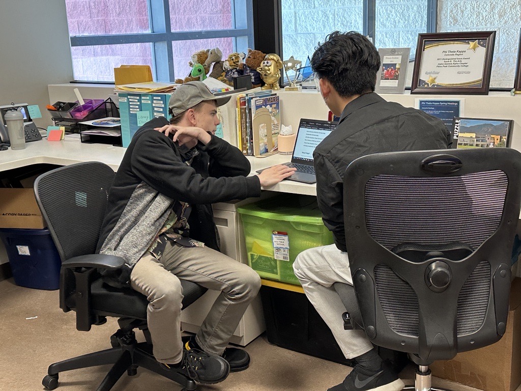 students researching