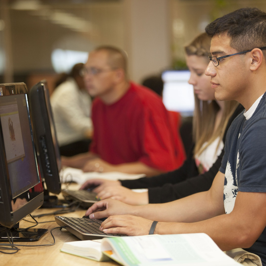 students studying on the computer 