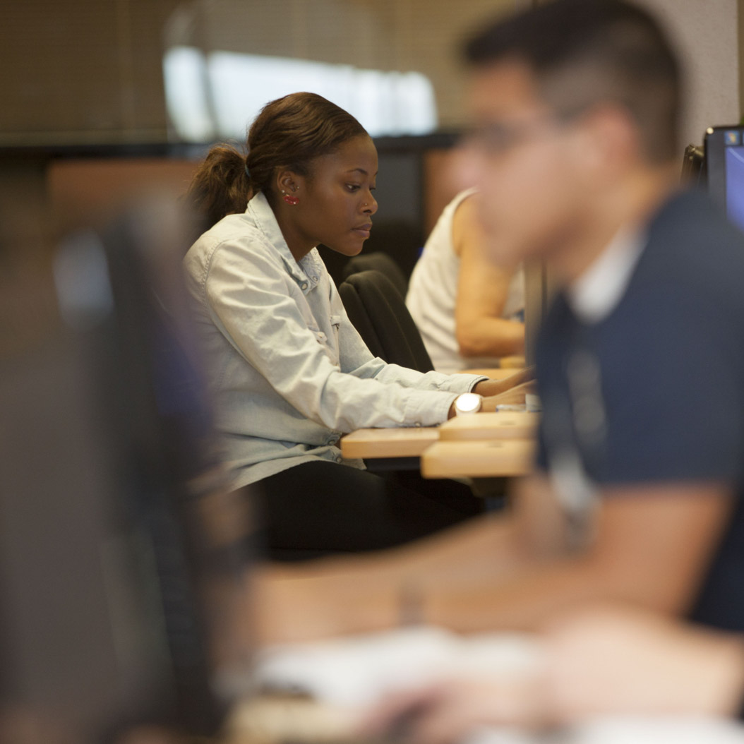 students studying at computers