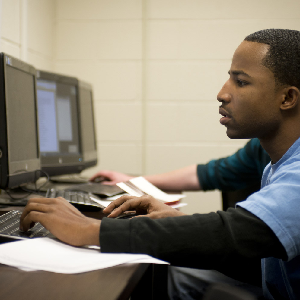 student on computer 