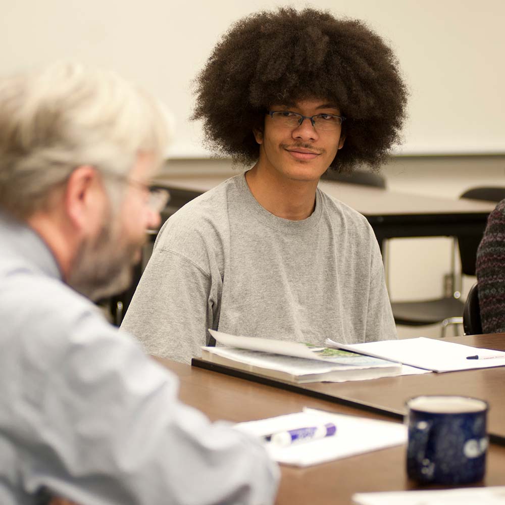 A student smiling