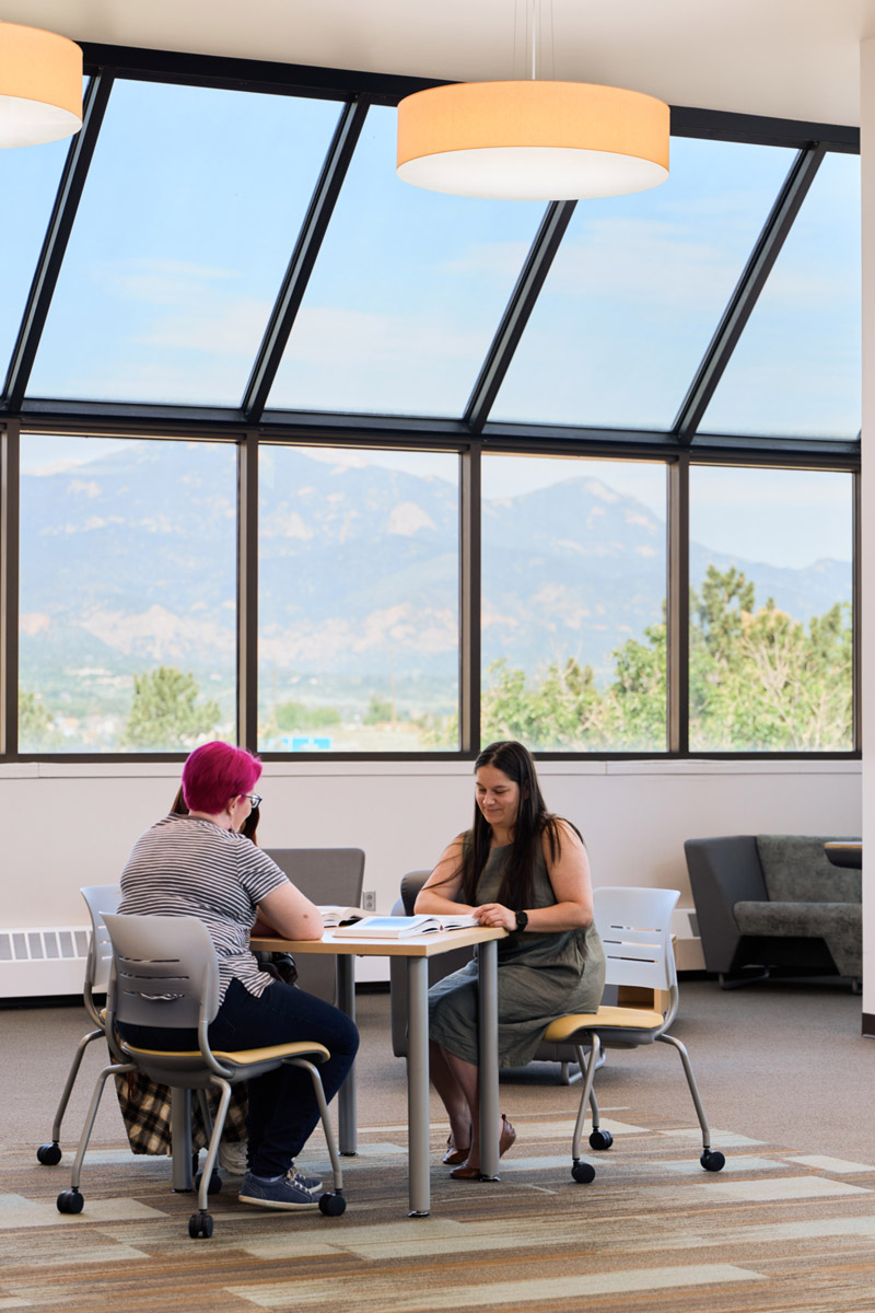 Two students in the library