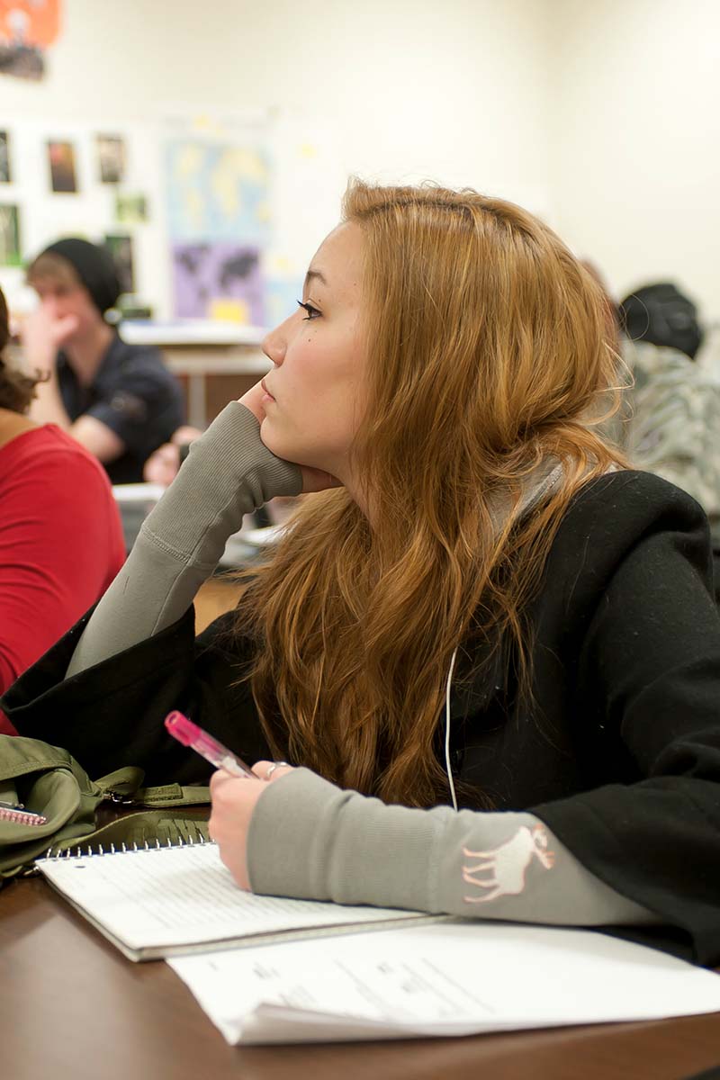 student in classroom