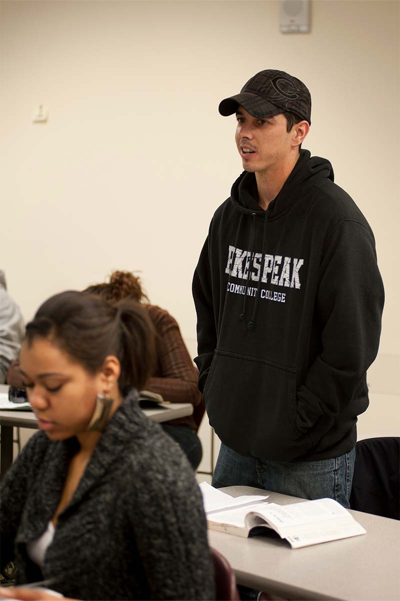 student in classroom