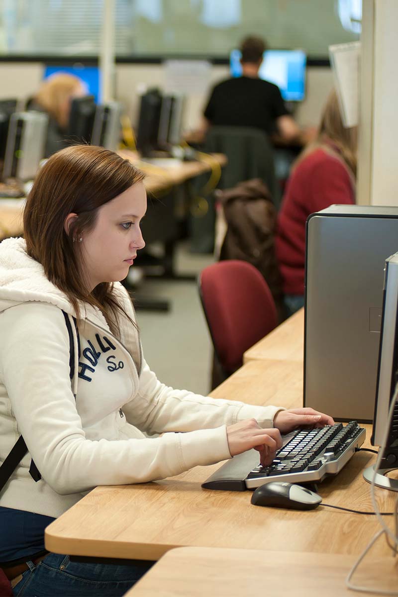 A student at a computer