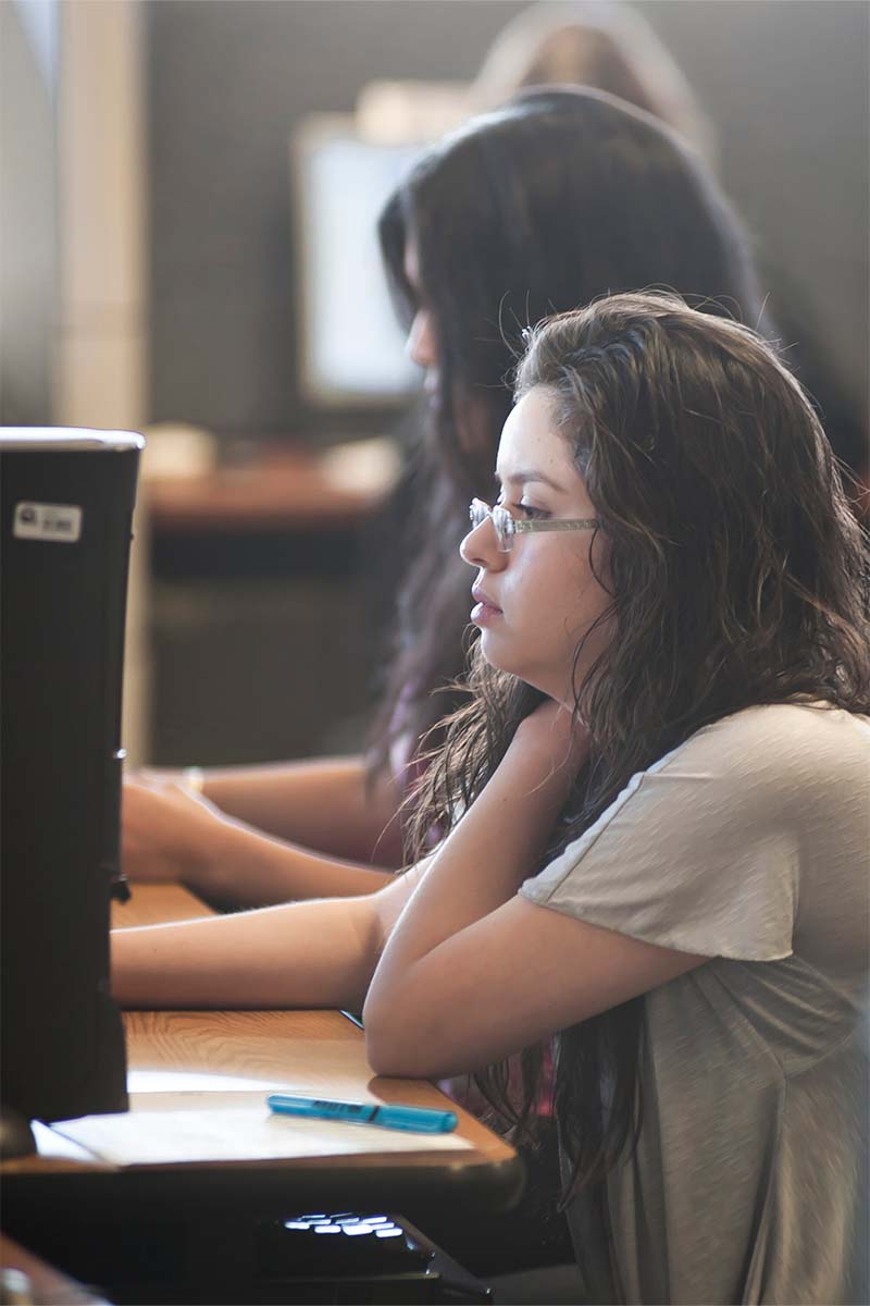 Girl studying in computer labs