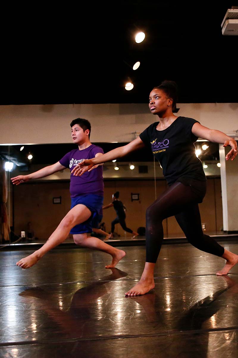 Two dance students in class