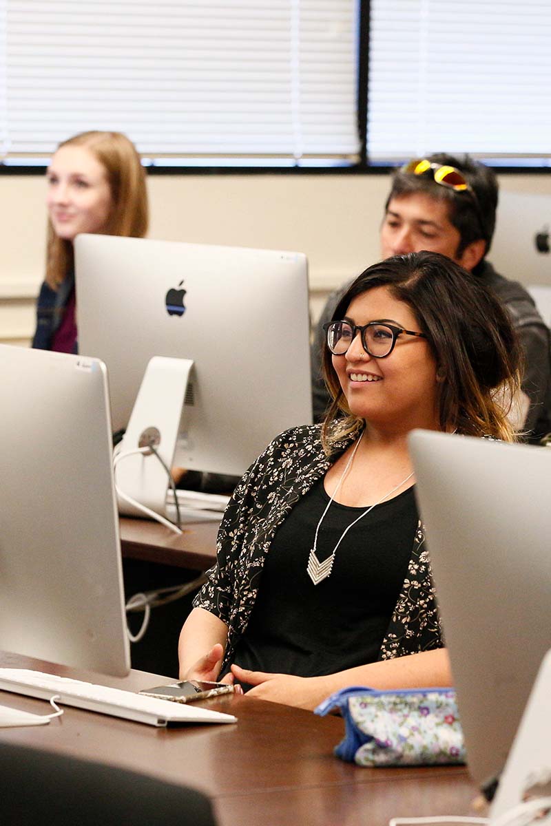 student at a computer