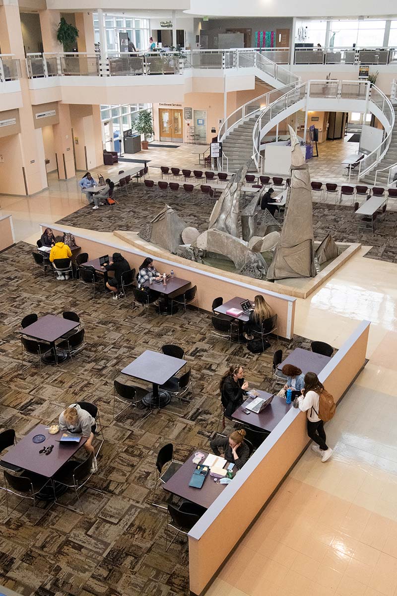 students sitting in student center