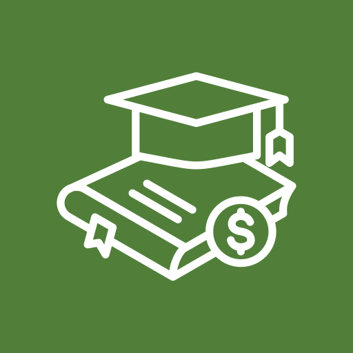 icon of grad cap and book with green background