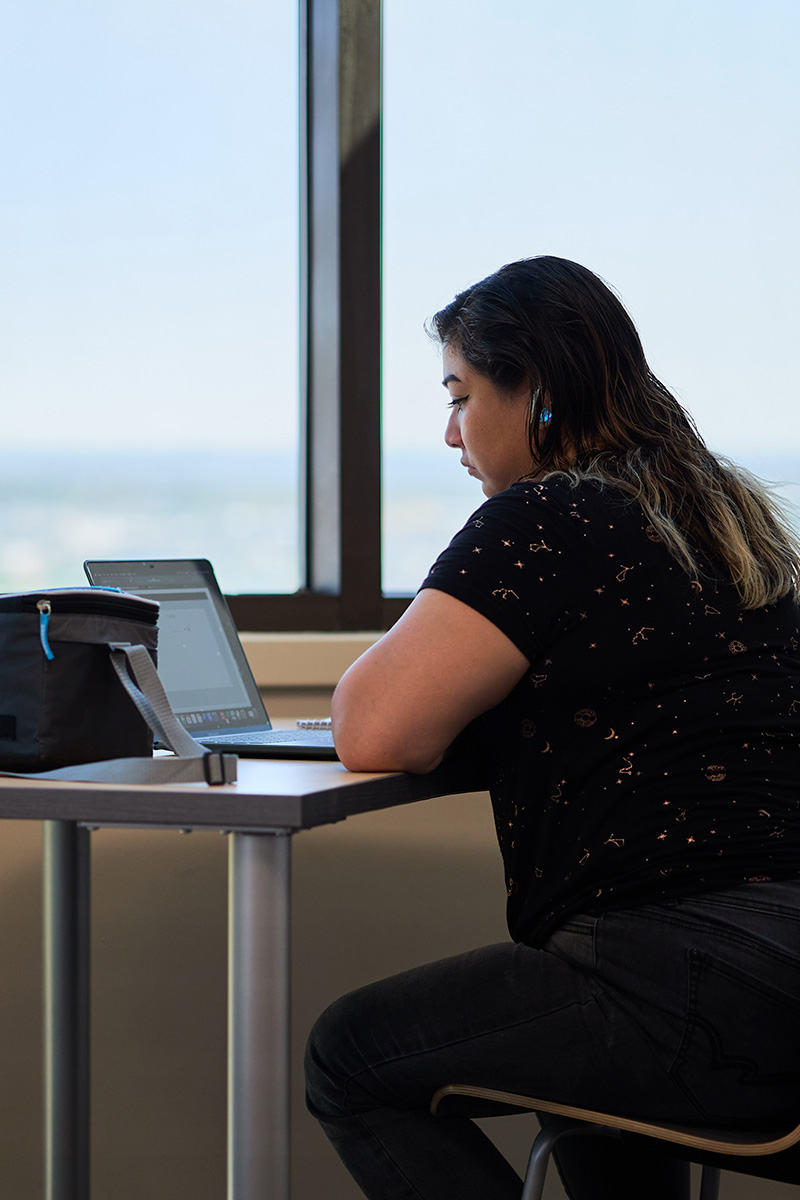 student in learning commons
