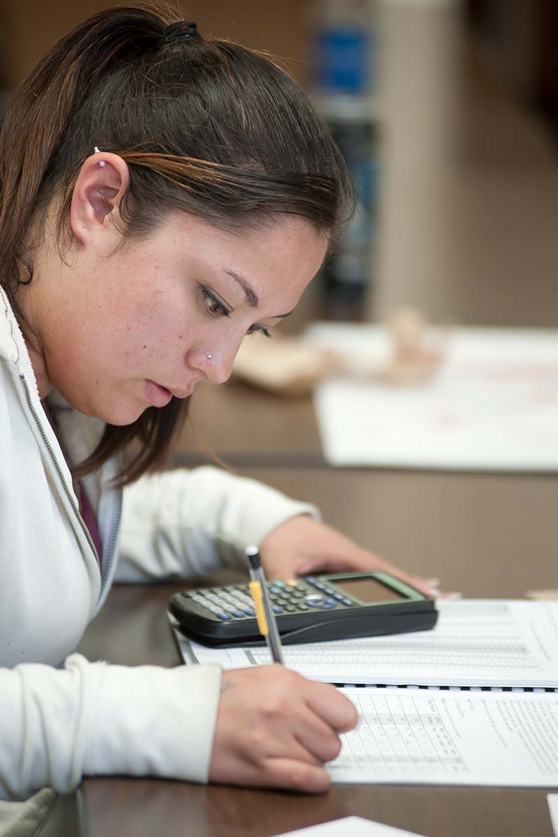 A student doing math