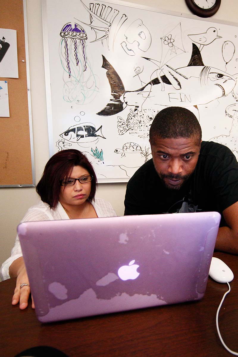 students at a computer