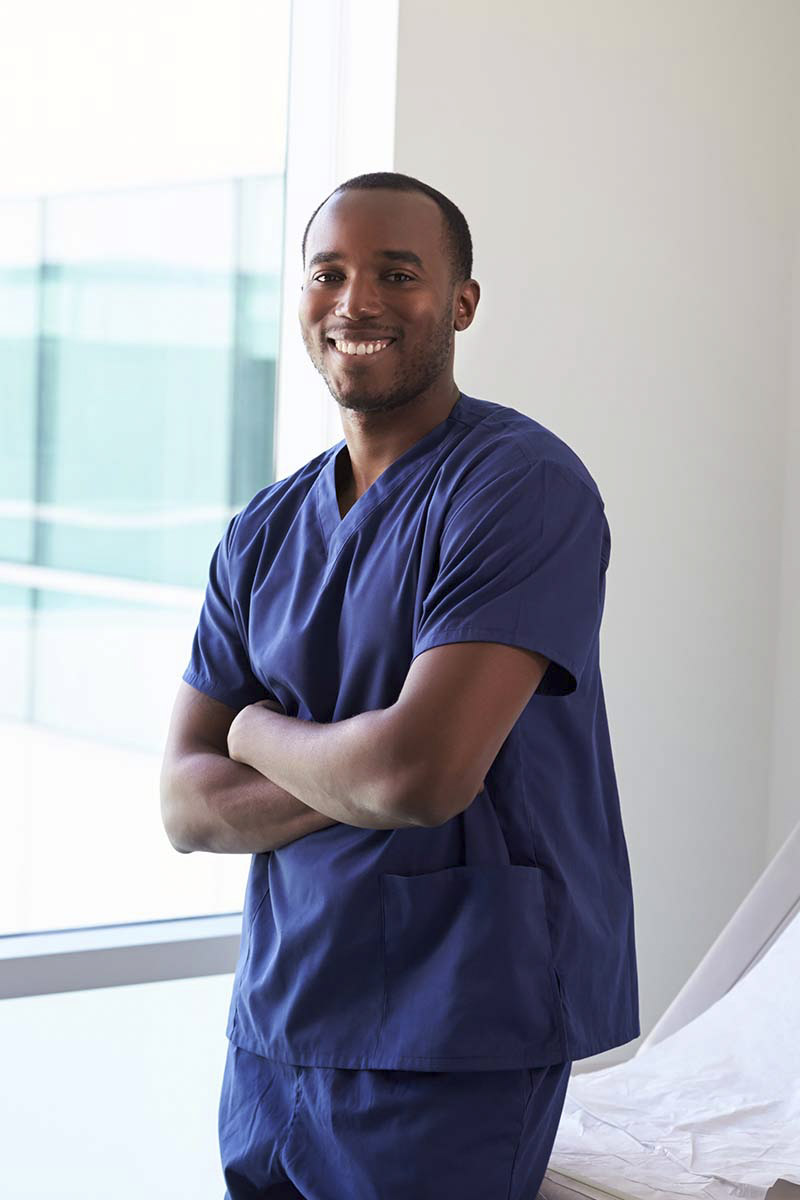 nursing student in scrubs