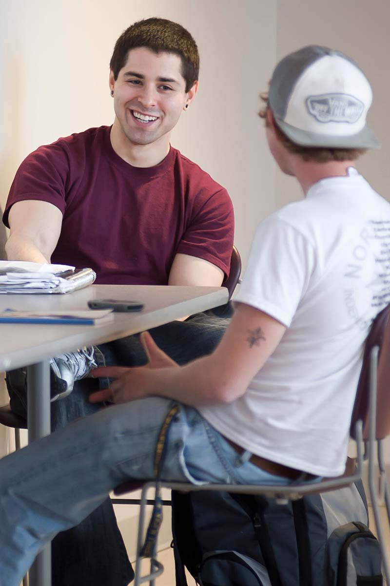 students talking