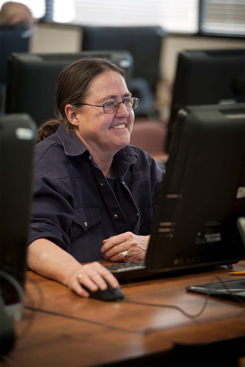 Student using a computer