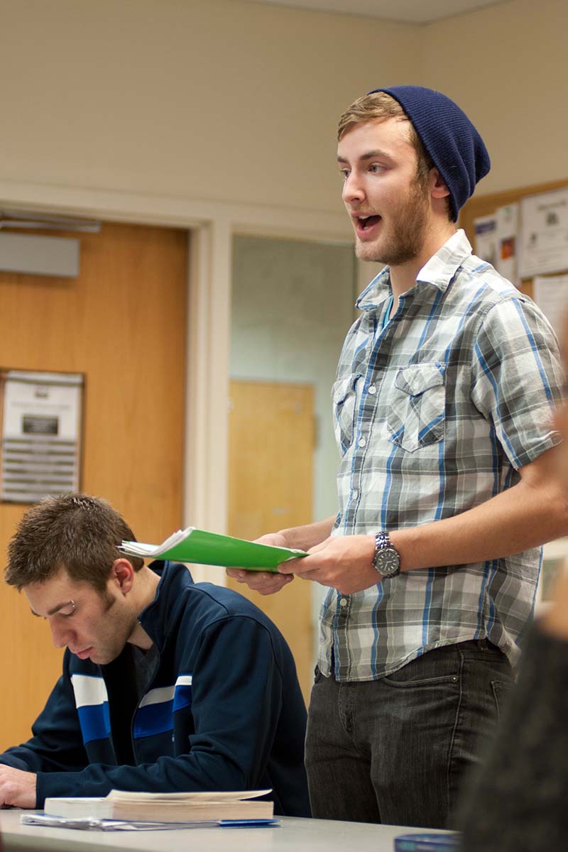 A student speaking aloud