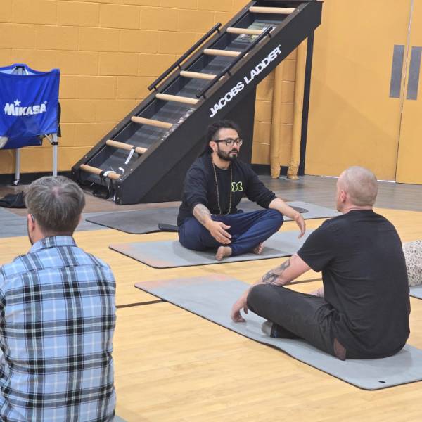 Students participating in SVO Yoga event