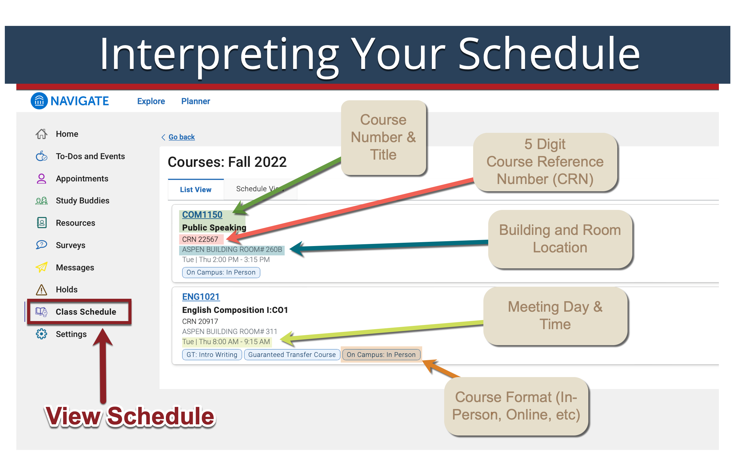 Image with Course Schedule Annotations