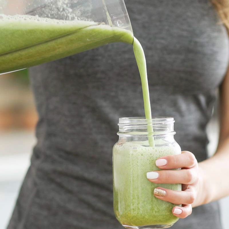 Smoothie being poured into glass